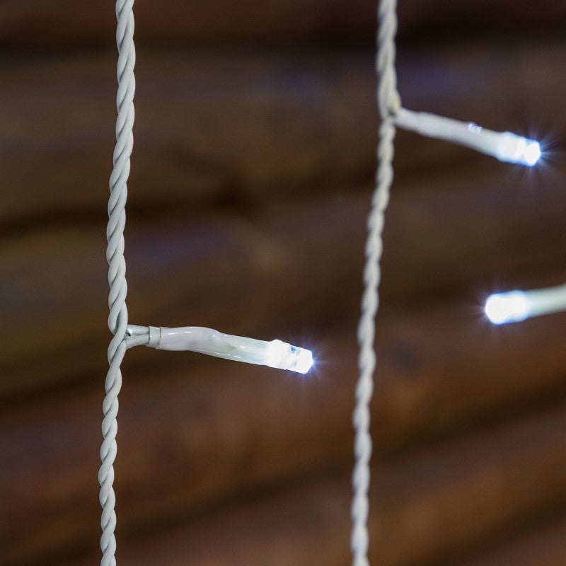 Guirlande stalactite 10M H 60CM 255 LED blanc froid 8 programmes câble blanc Lotti - 7