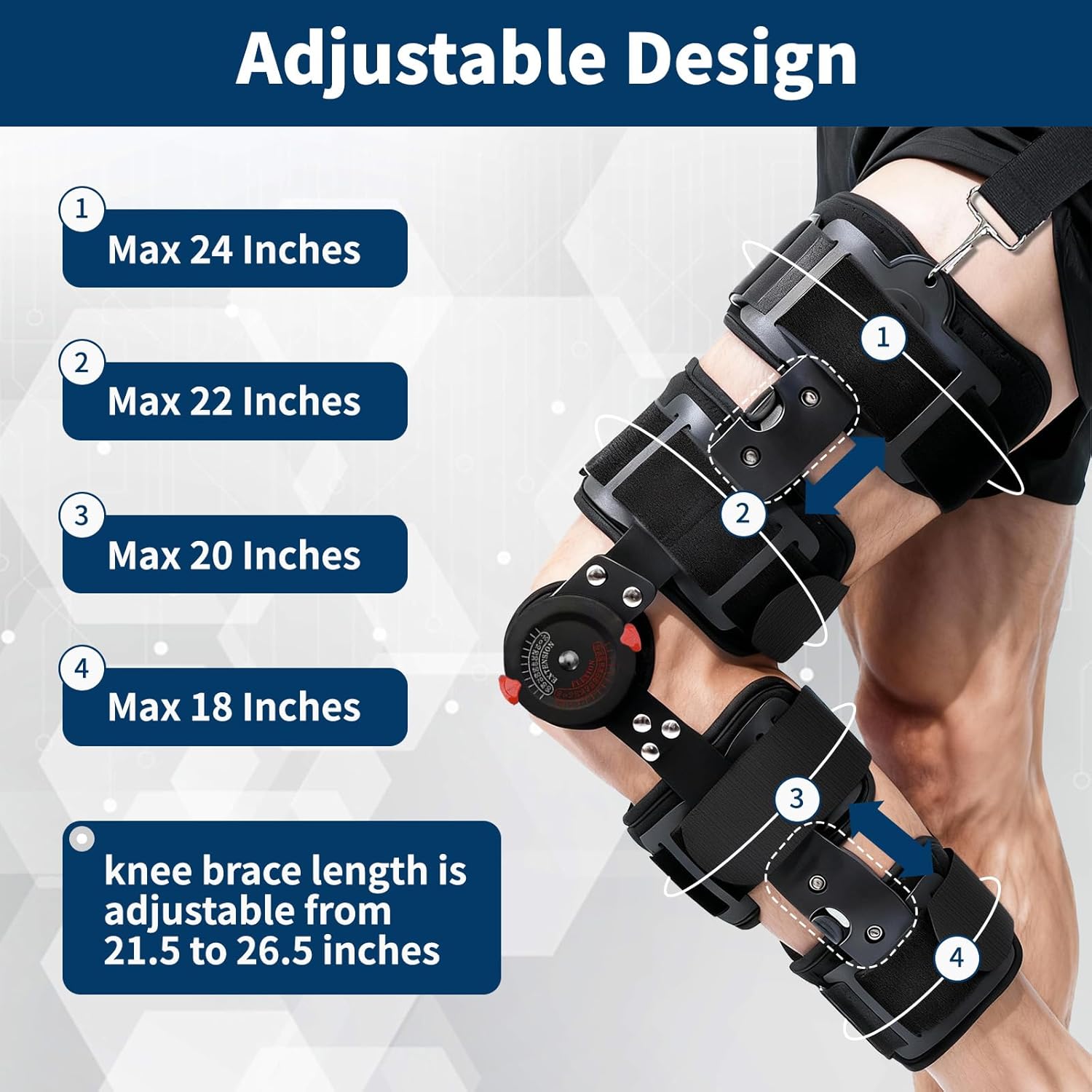 Genouillère articulée ajustable unisexe, stabilisateur latéral du ligament croisé antérieur, support pour déchirure du ménisque - 2