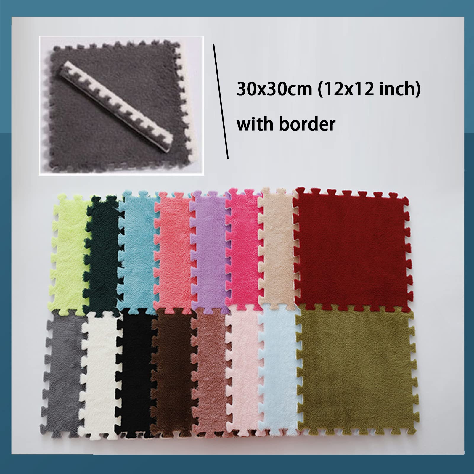 Lot de 24 tapis de sol en mousse moelleuse 30 x 30 cm / 11,8 x 11,8 pouces, tapis antidérapants de type puzzle, tapis de jeu pour chambre (rose clair) - 2