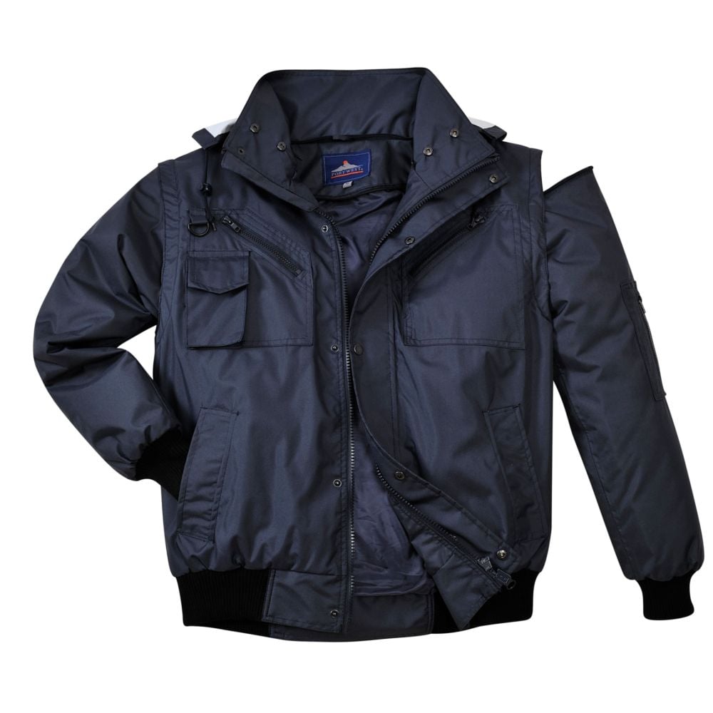 Blouson de travail pilote imperméable manches amovibles 3-en-1 Portwest Bomber Marine XL - 4
