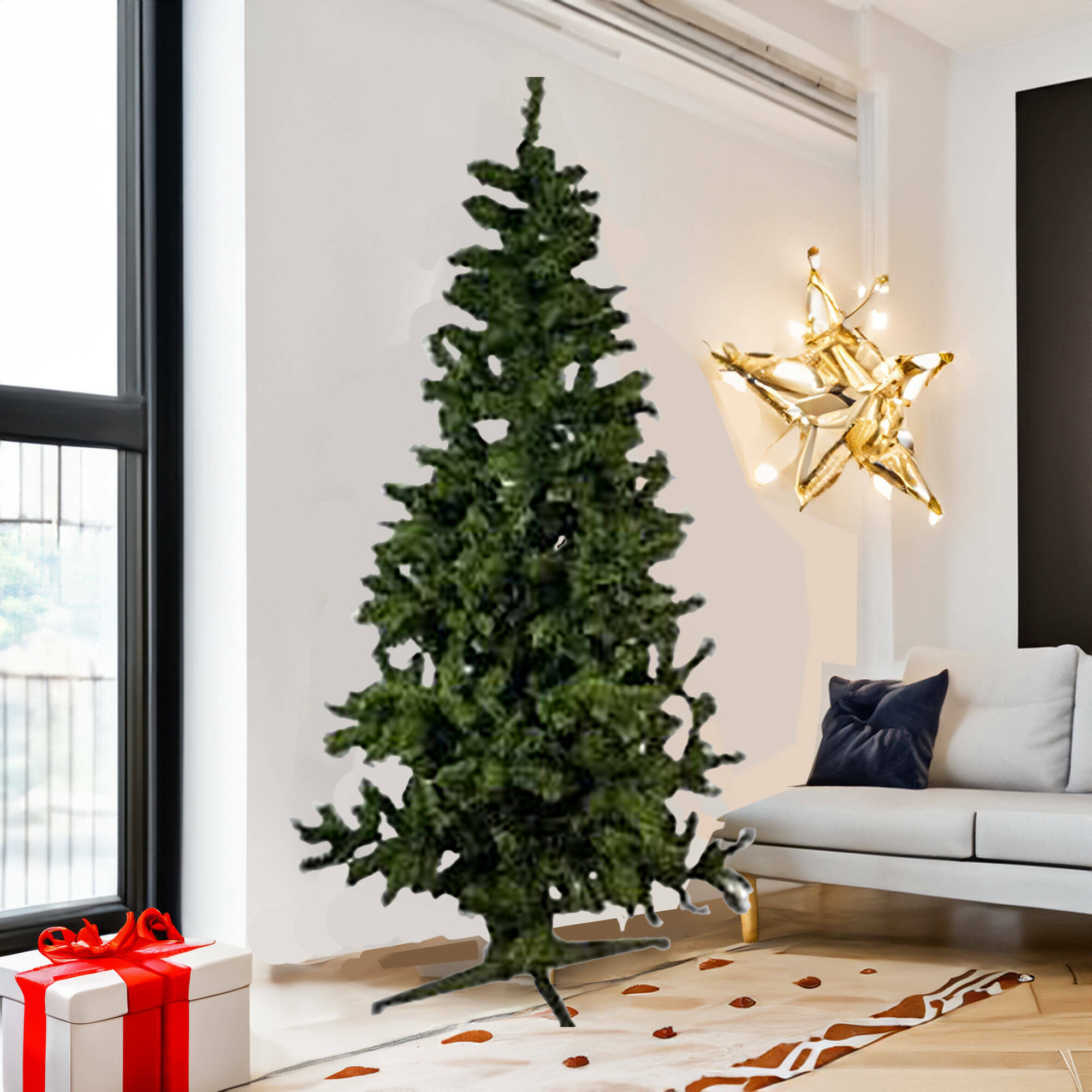 Sapin de Noël Albigna, Pin artificiel, Arbre à effet réel, Sapin de Noël, Made in Italy, 140x140