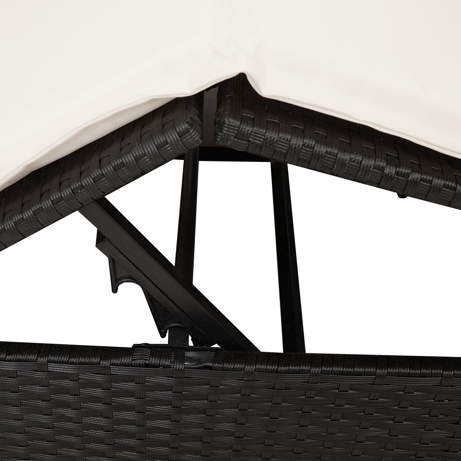 Cama Seccional Dupla vidaXL com Teto e Cortinas em Rattan Preto - 3