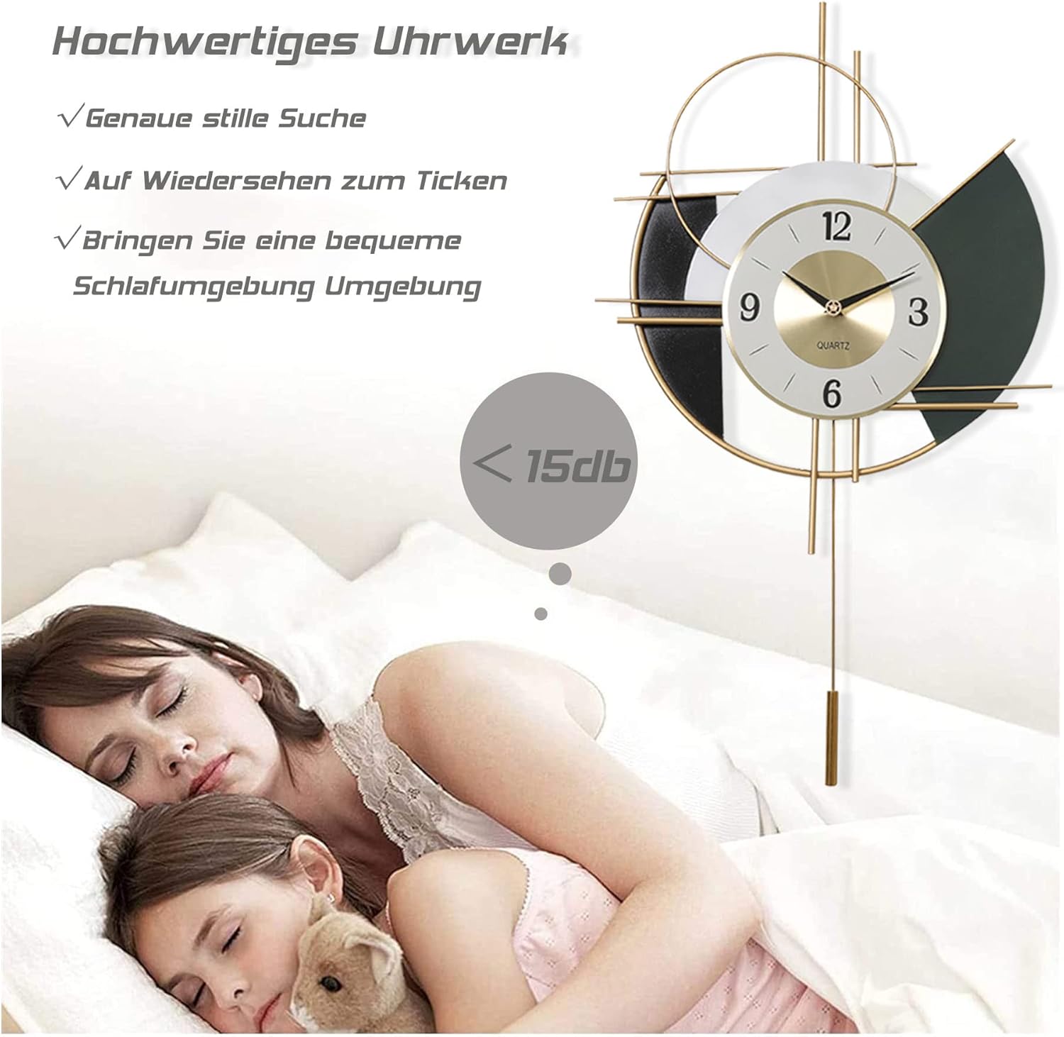 Orologio da parete dal design moderno, silenzioso, in stile nordico, decorativo, grande, creativo e minimalista. - 4