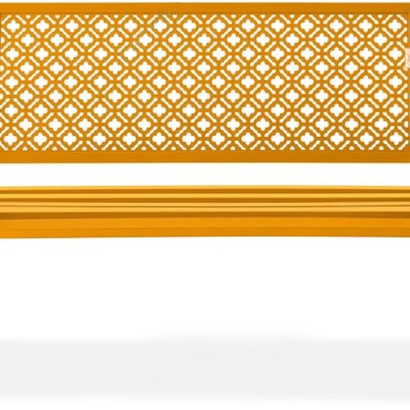 Ławka Ogrodowa na 2 Osoby, 127 x 59 x 81 cm, Metalowe Siedzisko z Oparciem, Podłokietnikami i Wygiętym Siedziskiem (Brązowa)