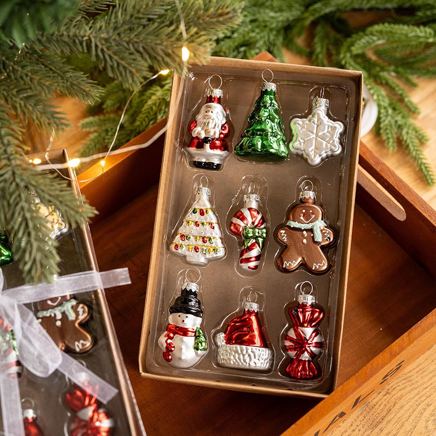 Décorations de Noël - Ensemble 9 pièces - Décorations de Noël en verre - Décorations aux couleurs vives - 4