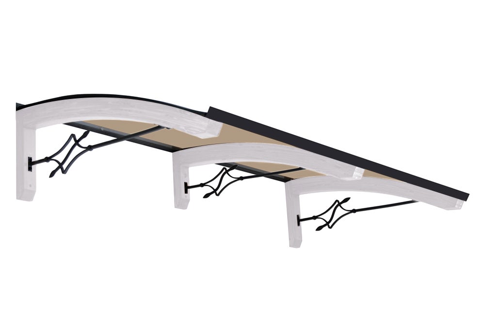 Auvent En Bois Legno Riccio Miel - P100 X L200 Cm - Couverture Polycarbonate Bronzé - Style Campagnard