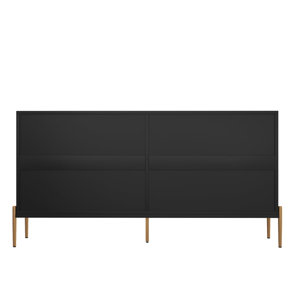 Nowoczesna komoda z 4 drzwiami 162x40x80cm z metalowymi nóżkami w kolorze złotym–komoda o geometrycznym designie i dużą przestrzenią do przechowywania - 9