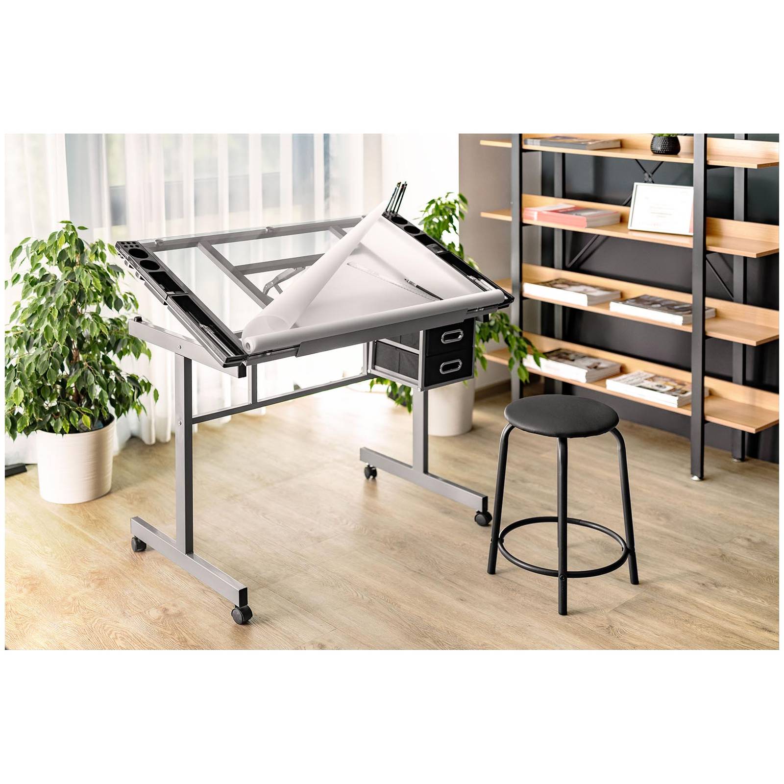 Tavolo Da Disegno Inclinabile Scrivania Per Disegnare Vetro Altezza Regolabile - 4