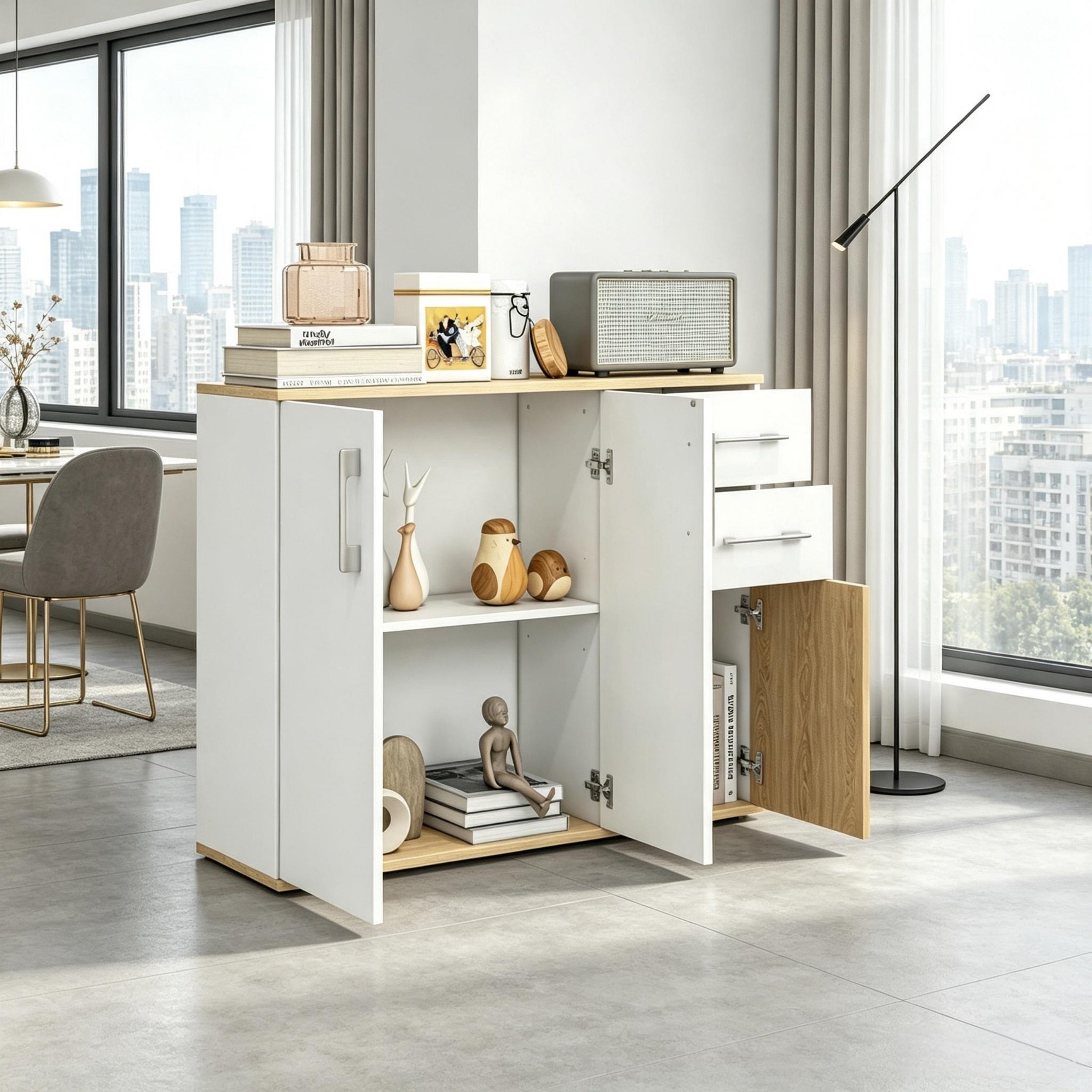 Buffet polyvalent, meuble de rangement peu encombrant, commode simple ...