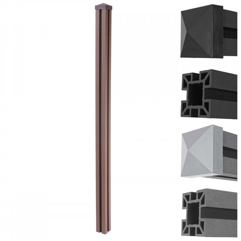 Słupek WPC Sarthe WPC ogrodzenie, słupek, system wtykowy 1.88m ~ antracyt