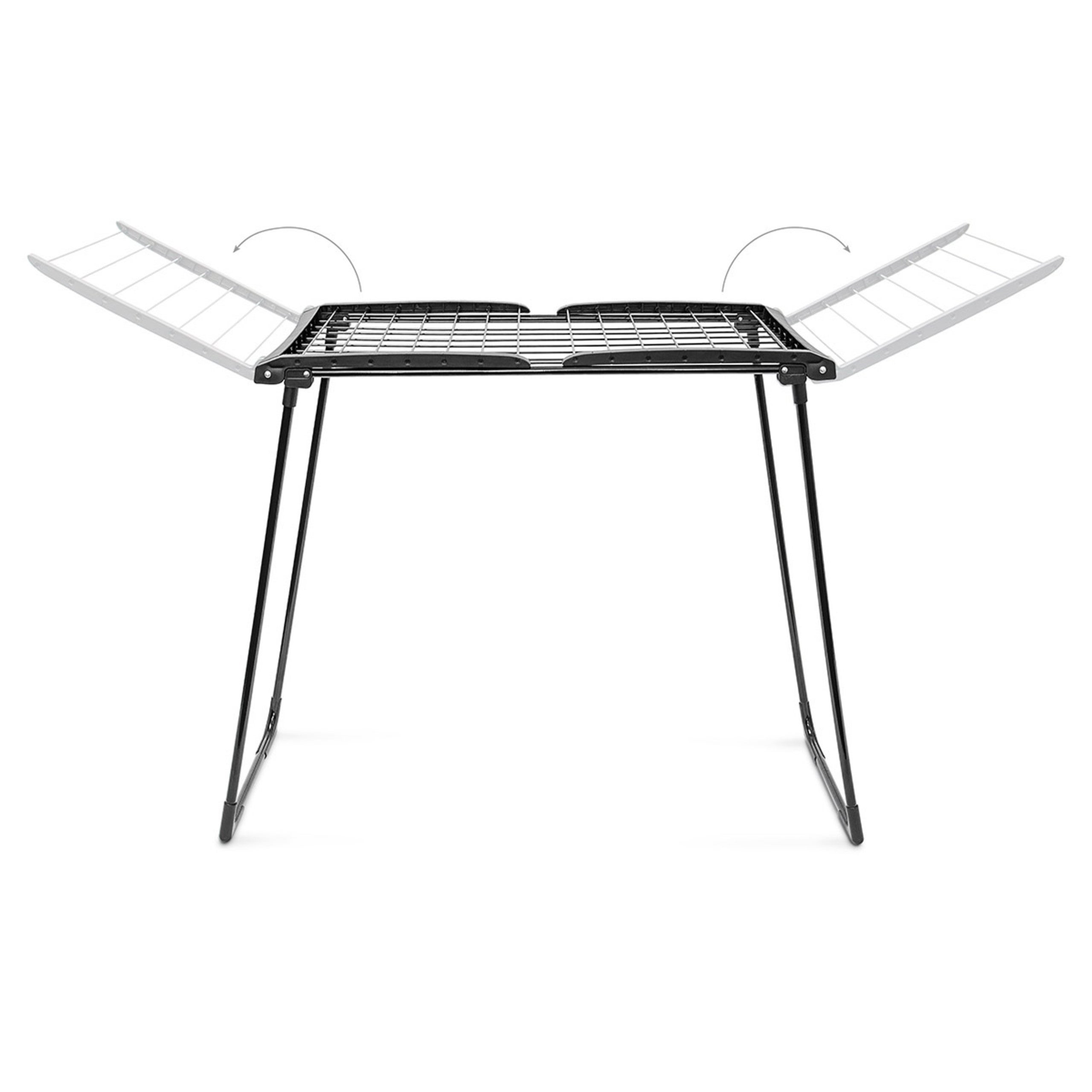 Séchoir à Linge sur Pied HxLxP : env. 104 x 169 x 54,5 cm, Résistant, Pliable, 13 m de Corde à Étendre, Noir, Relaxdays - 5