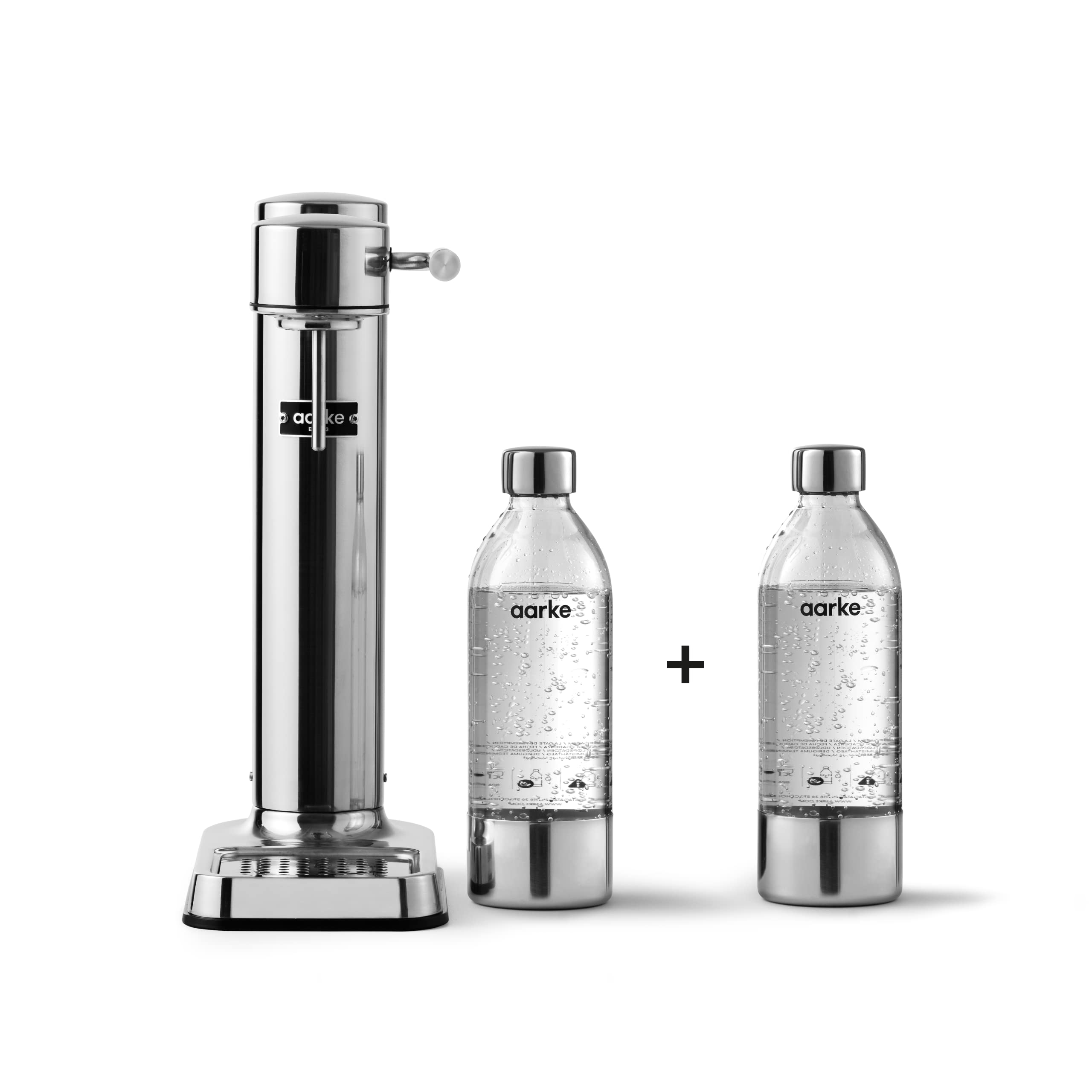 Leroy Merlin Aarke carbonator 3, gasatore d’acqua per trasformare l’acqua in acqua frizzante, 2 x bottiglie (800ml), finitura acciaio 