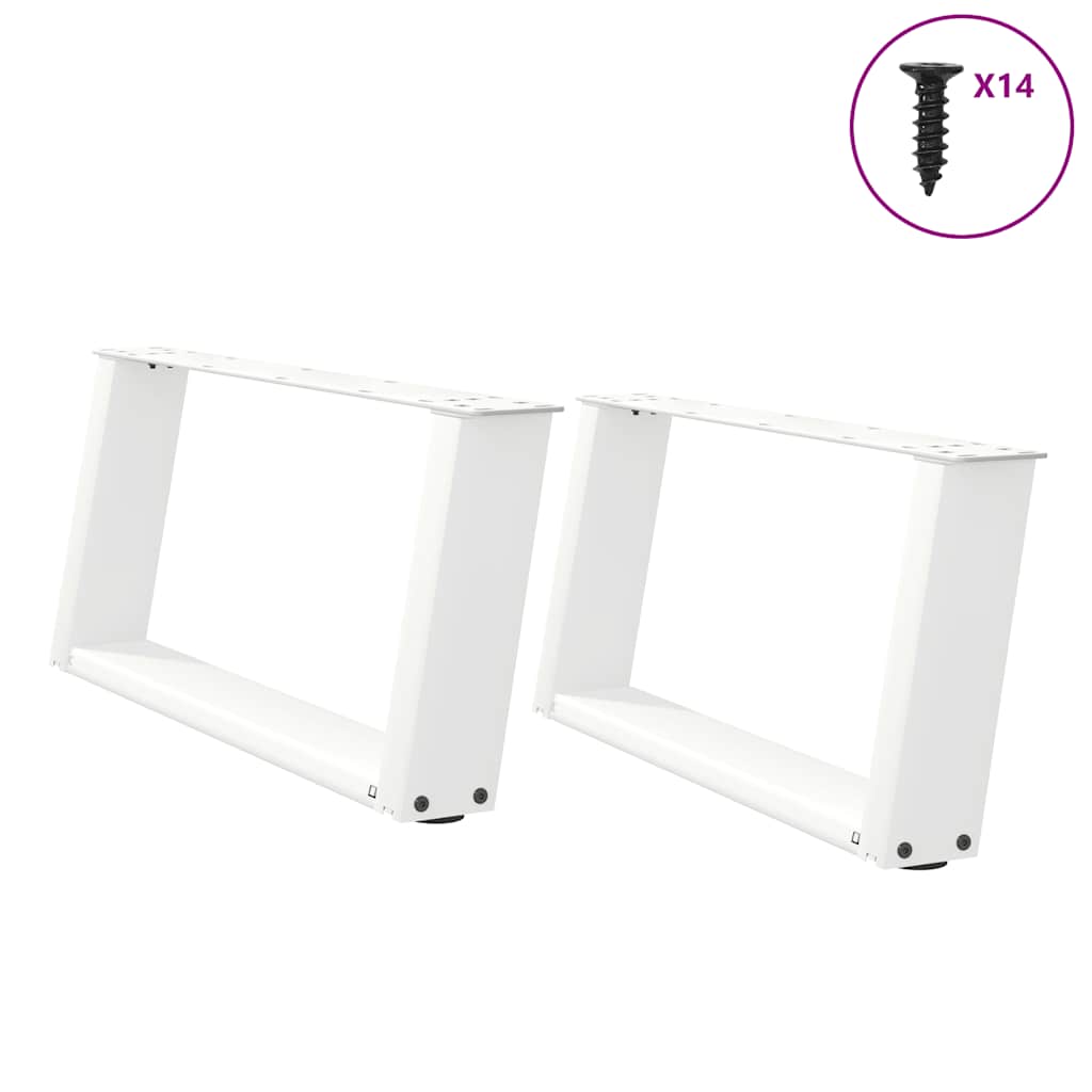Nogi do stolika kawowego w kształcie litery U 2 szt. Białe 60x(30-31) cm Stal vidaXL