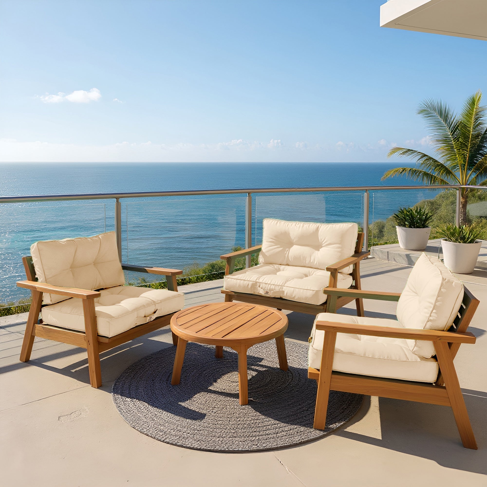 Coussins pour salon de jardin capitonné 60x60cm Beige - 2