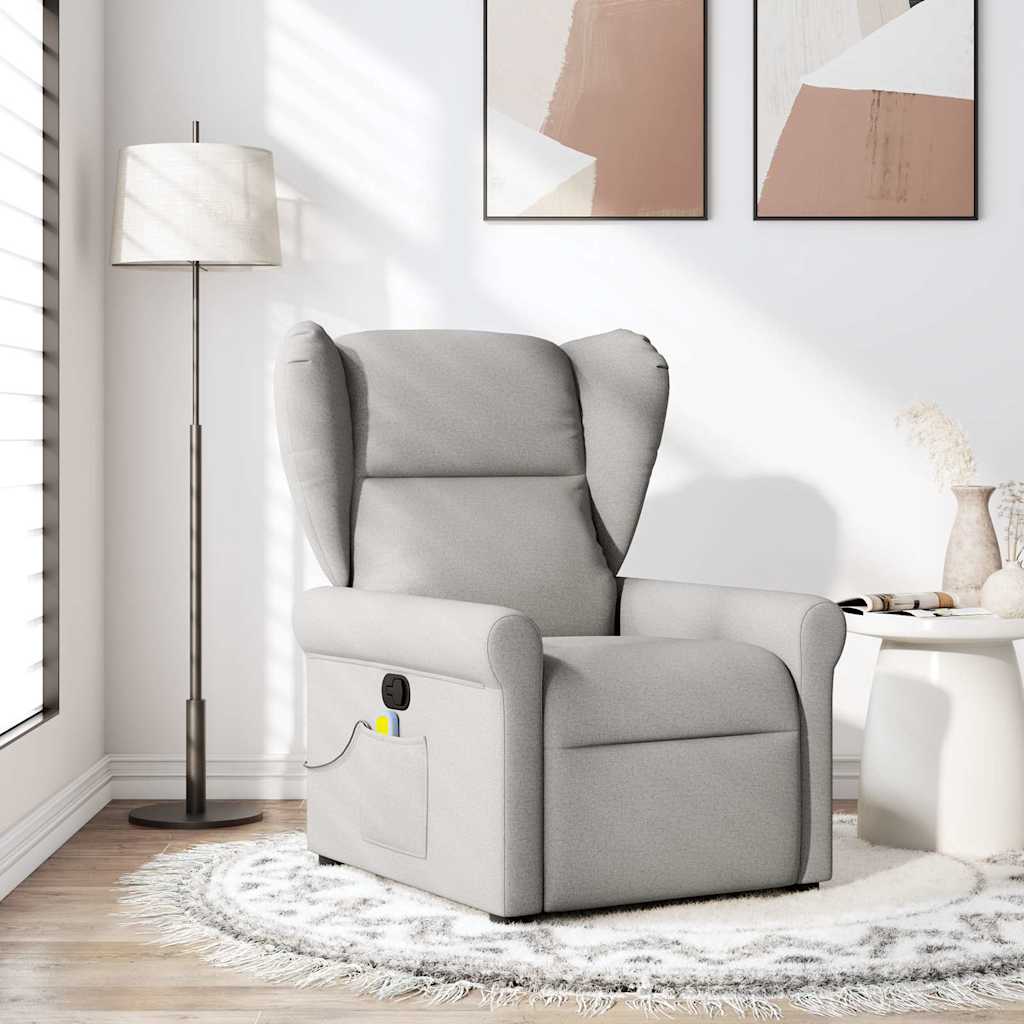 Fauteuil de massage | Fauteuil de relaxation | Chaise de relaxation inclinable gris nuage tissu CFW791126 - 2