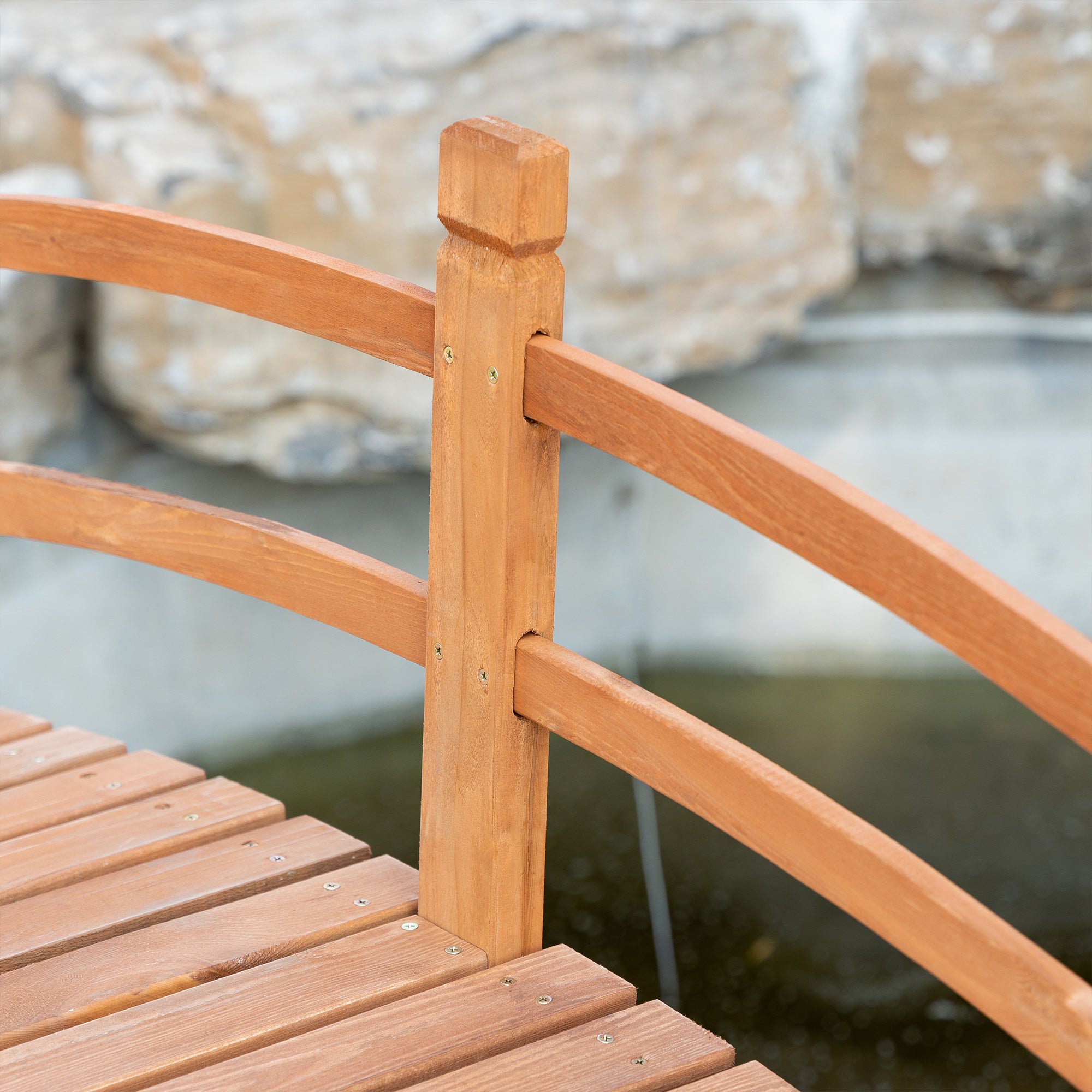 Pont de jardin bois massif pour aménagement bassin extérieur franchissement sécurisé 185 cm - ComfortXL Outdoor Living - 7