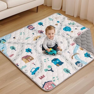 Tapis De Jeu Bébé Pliable 127x127 Cm, épaisseur 2 Cm - Lavable En Machine, Antidérapant - Intérieur Et Extérieur