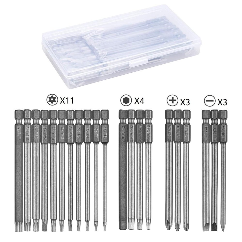 Częściowe końcówki wkrętakowe magnetyczna końcówka wkrętakowa o długości mm Torx sześciokątna mm mm Phillips płaska mm mm wałek sześciokątny