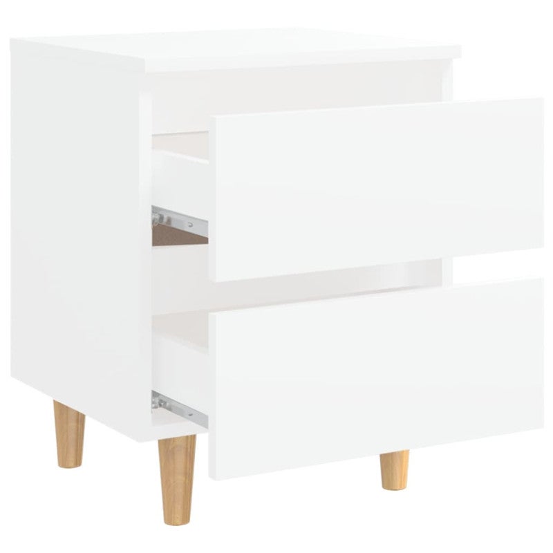 Table de chevet avec pieds en pin Blanc 40x35x50 cm - 5