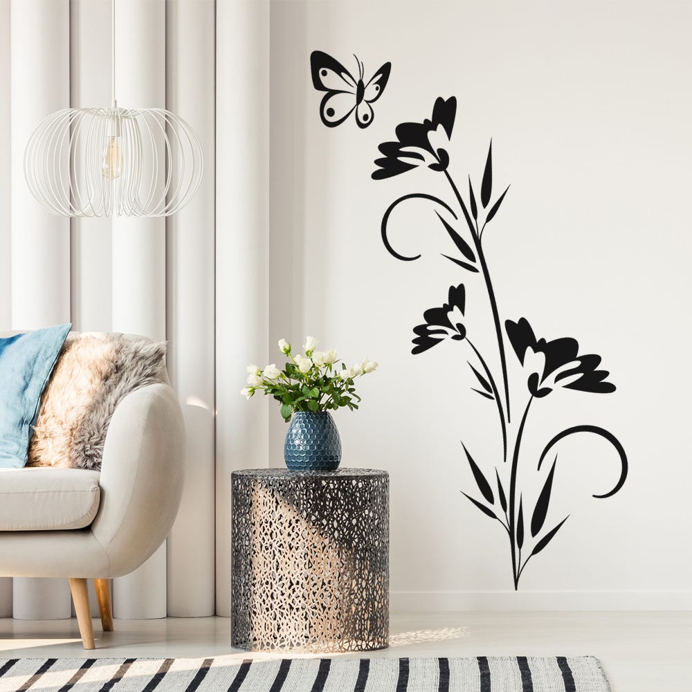 INDIGOS UG - Decalcomanie da muro - adesivi da parete - Murale - D109 Farfalle Ranke, Nero, 96 x 34 cm - Decorazione per soggiorno, camera dei bambini, ufficio, scuola INDIGOS UG - Decalcomanie da muro - adesivi da parete - Murale - D109 Farfalle Ranke, Nero, 96 x 34 cm - Decorazione per soggiorno, camera dei bambini, ufficio, scuola