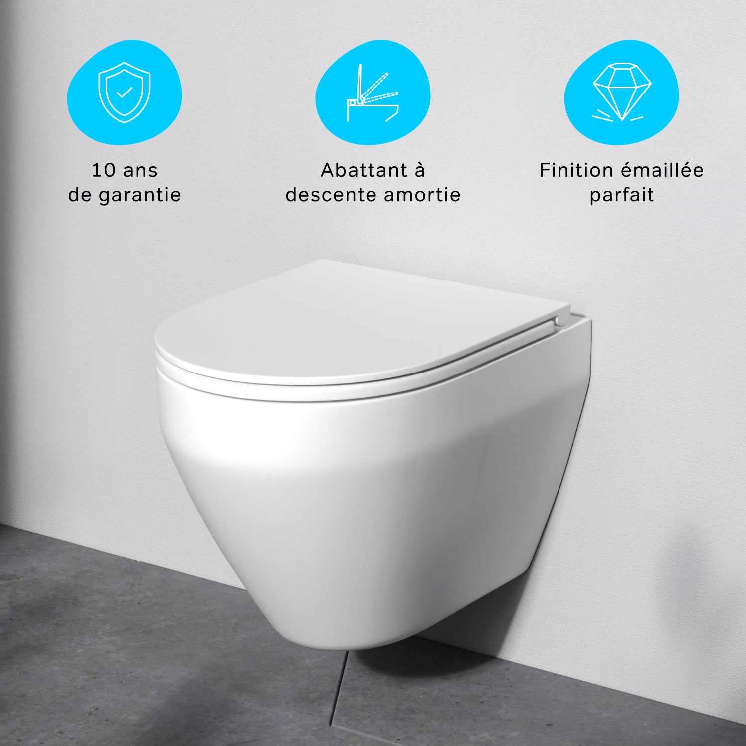 WC Toilette suspendu FlashClean sans rebord avec couvercle de siège — free download