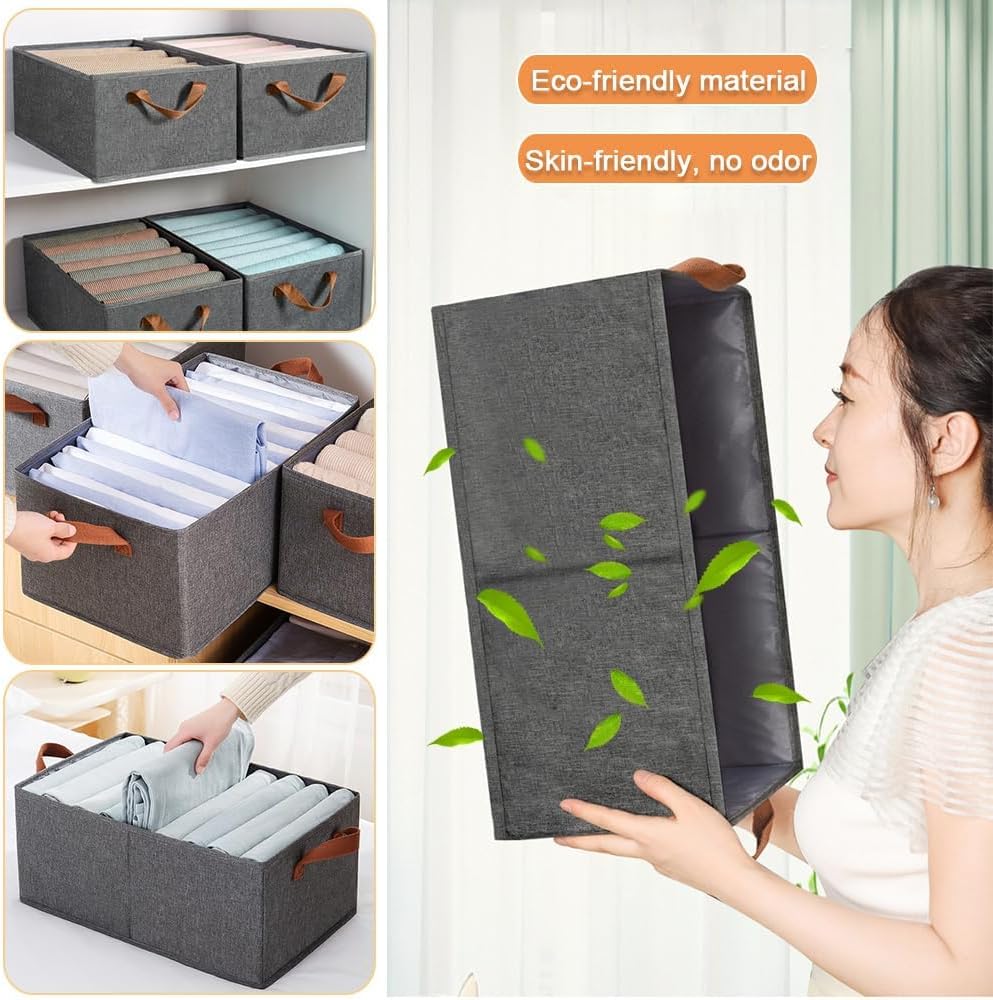 Boite Rangement tissu, Lot de 4, Panier Rangement Pliable, 45x28x20 cm, Bac de Rangement Vetement avec Poignée, Cube de Rangement Pour Wardrobe Dressi - 5