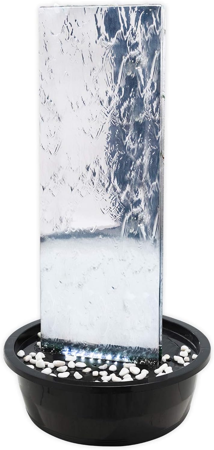 Ściana wodna Köhko 23016L z oświetleniem LED Wysokość ok. 120 cm fontanna ogrodowa ze stali nierdzewnej fontanna wewnętrzna