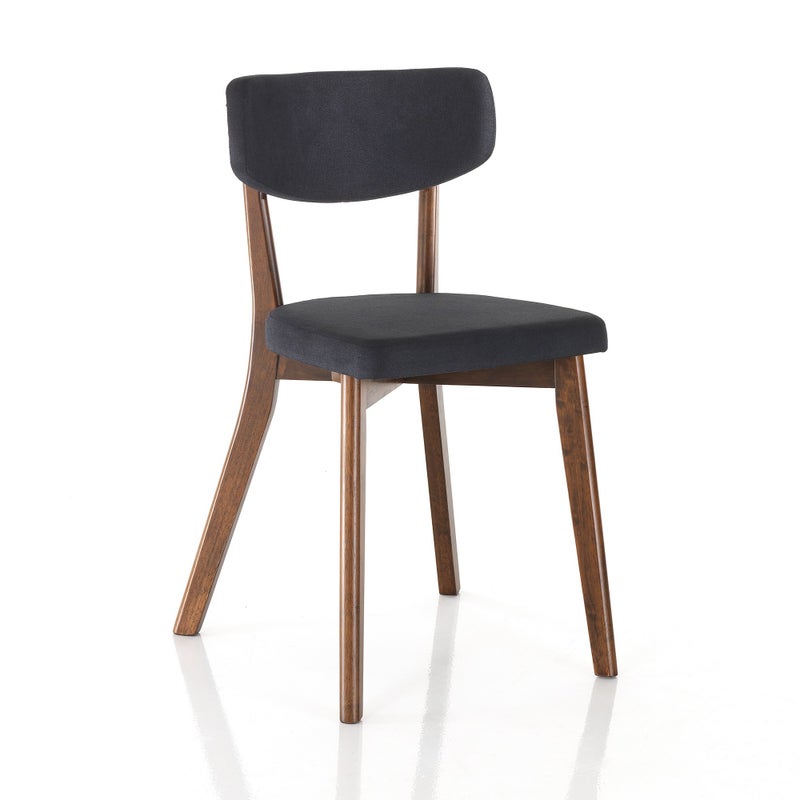 Zestaw 2 krzeseł VARM EVOLUTION – drewno orzechowe i tkanina w kolorze szarym 47x45x80 cm do jadalni