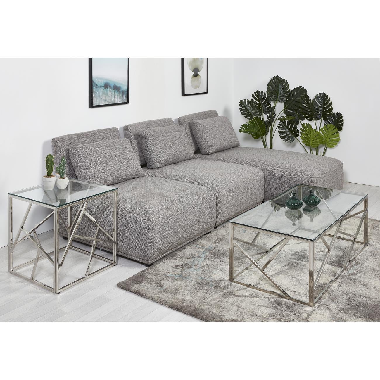 Table basse en verre - Pieds metal - L 120 x P 60 x H 40 - ISLAND - 6