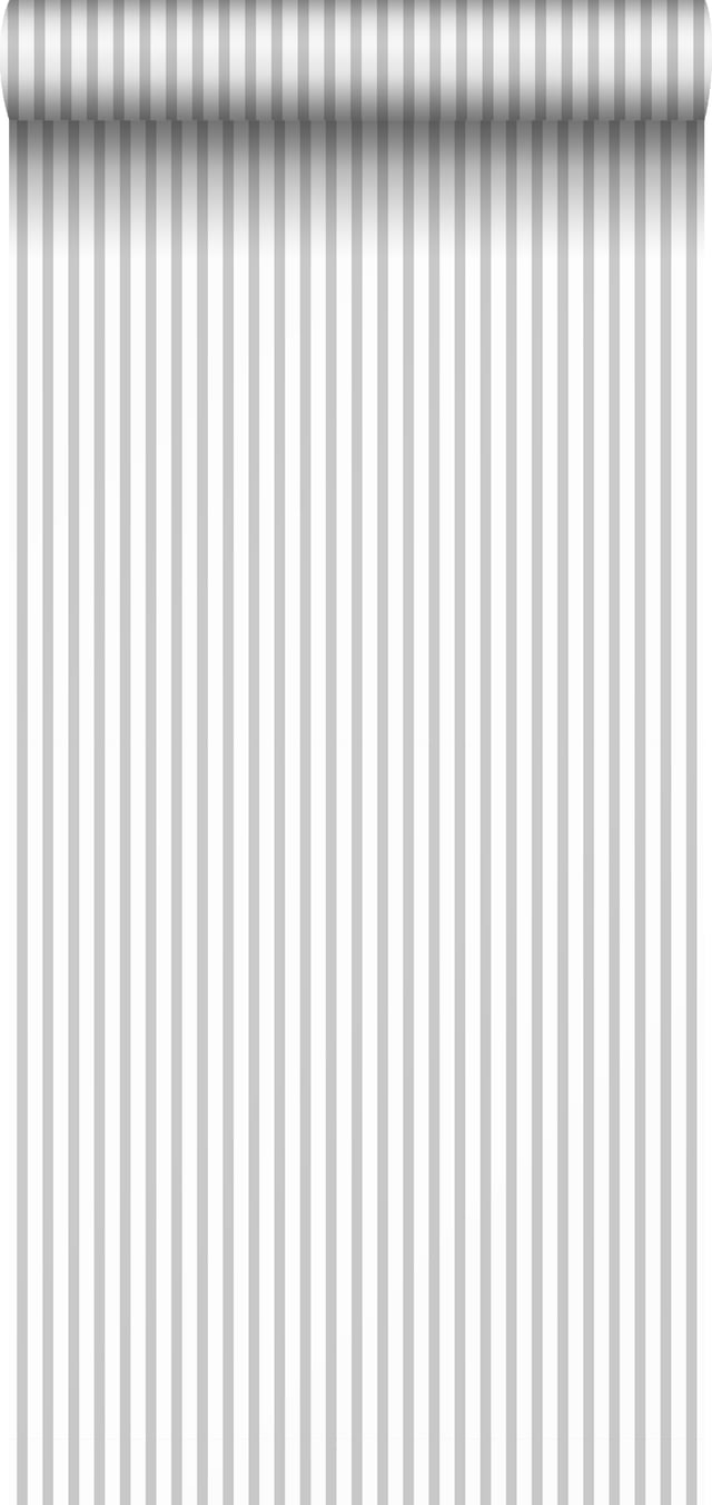 Papier peint à rayures gris et blanc - 53 cm x 10 m - Sanders & Sanders