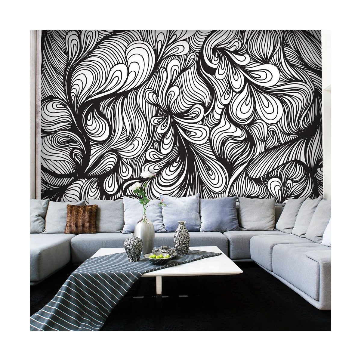 Papier Peint "Noir & Blanc Style Rétro" 193 x 250 cm | Leroy Merlin