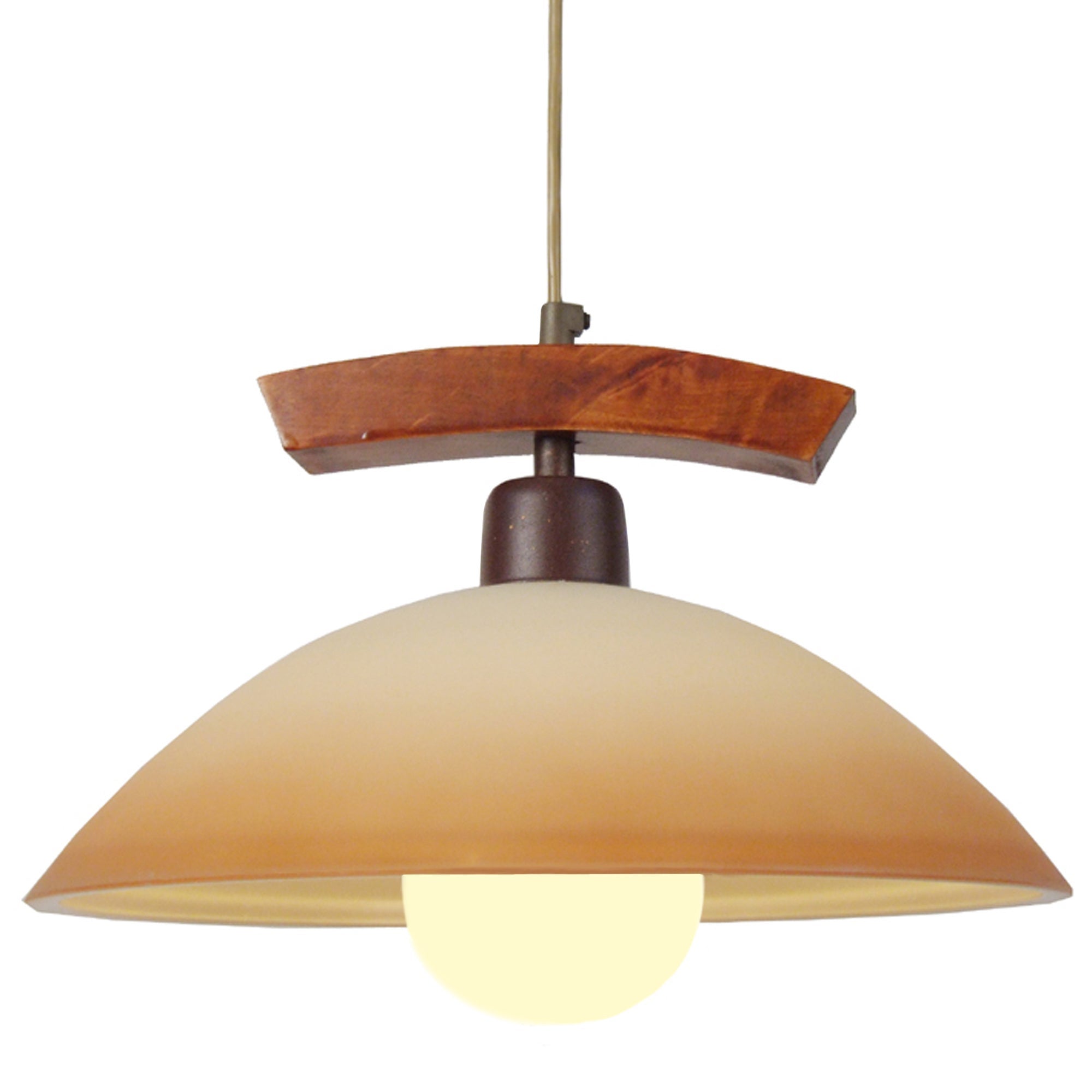Suspensión tosel ,madera ,crema y foncé ,a 96xd 38x p 38cm