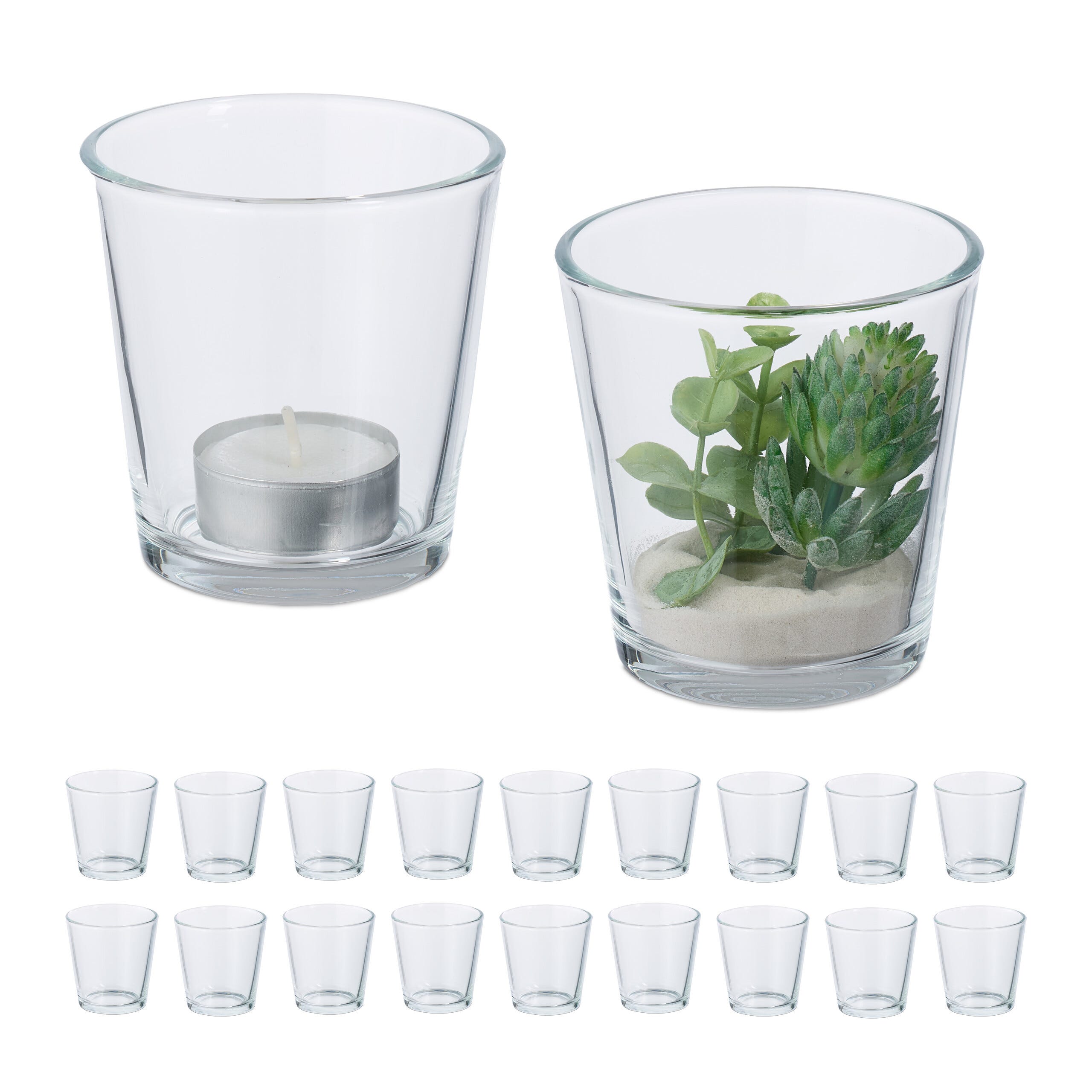 Set Di 3 Portacandele In Vetro Mosaico Escenzy – 10,3x8 Cm – Multiuso: Vaso, Portapenne, Centrotavola – Decorazioni Per Matrimoni, Casa, Feste