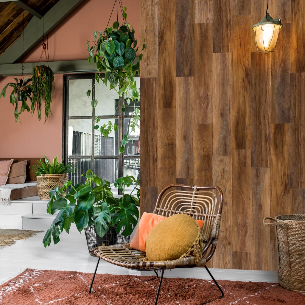 Pannelli Effetto Legno Rovere Stagionato Marrone Bruciato WallArt - 8