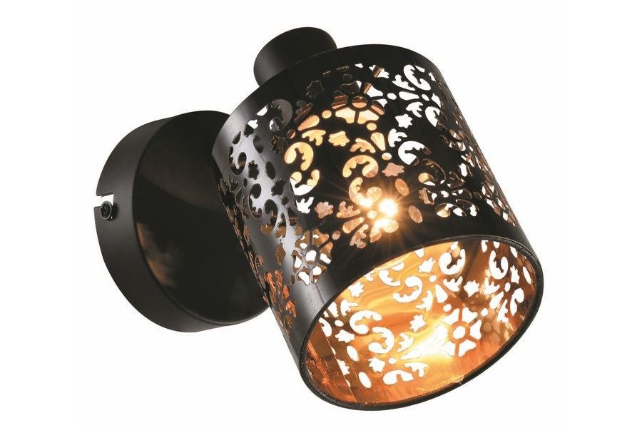 Kinkiet ścienny Kiga czarny 1xE14x40W wym: 16 x 20 x 10 cm tworzywo sztuczne IP20 Reality