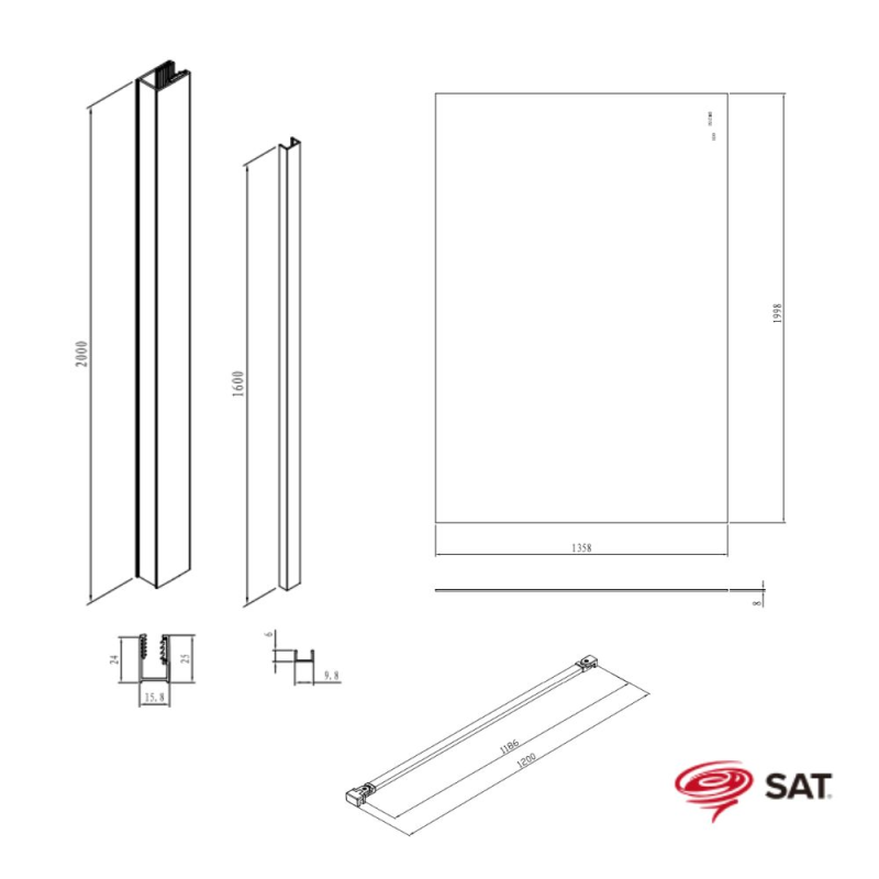 Swiss Aqua Technologies Walk-in 140x200cm Paroi en verre Crystal Glass® 8 mm anticalcaire, avec bras et profilés chrome brillant (SATBWI140PR) - 2