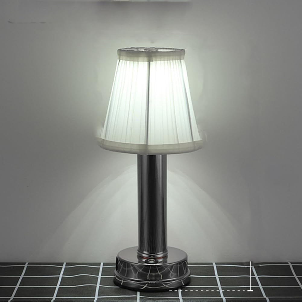 Bezprzewodowa lampa stołowa, ładowalna lampa stołowa LED, lampa stołowa dotykowa, kolor chromu, białe światło, odpowiednia do baru w salonie