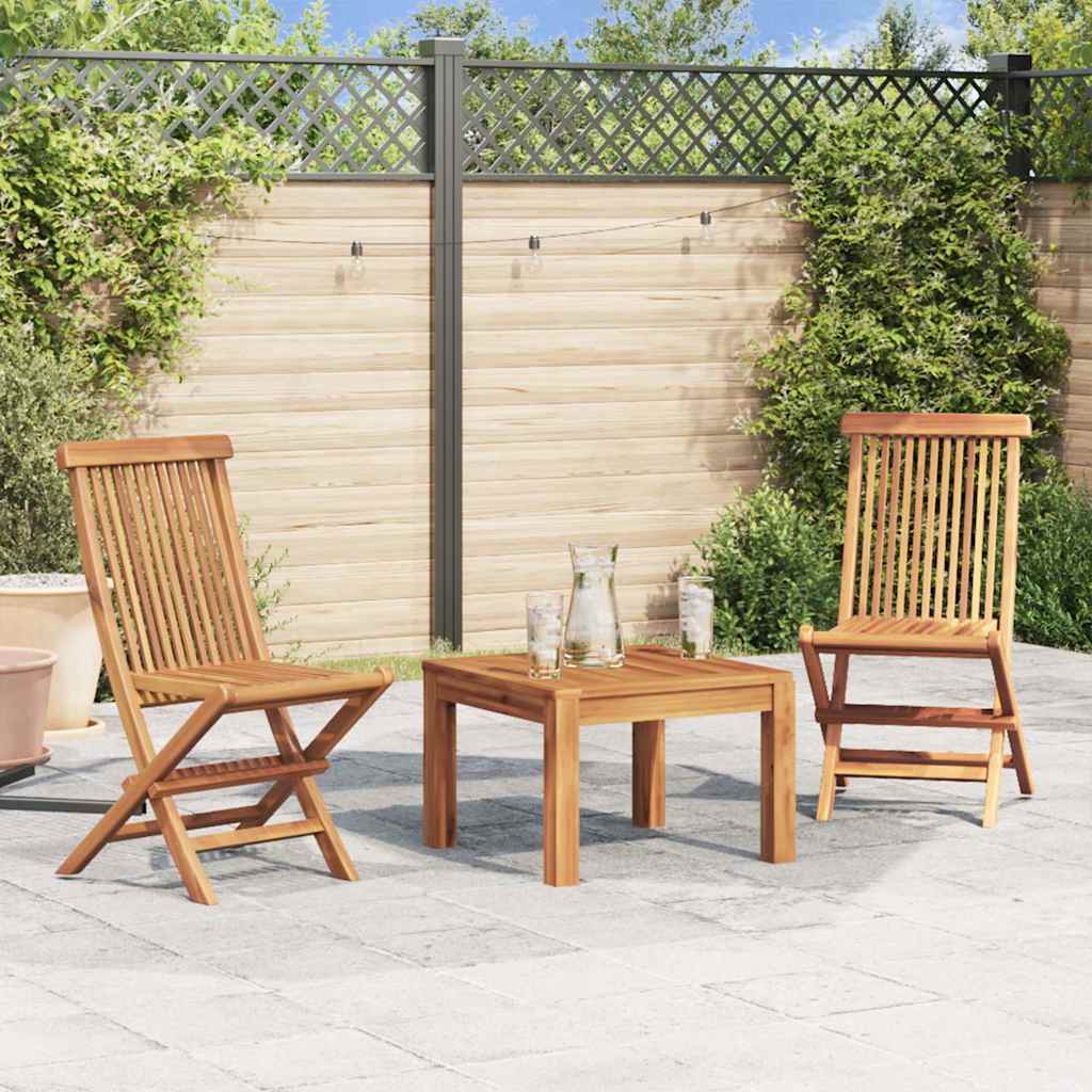 Set Di 2 Sedie Pieghevoli In Legno Di Teak Per Giardino – 47x57x89 Cm – Naturali, Non Trattate, Adatte A Interni/Esterni