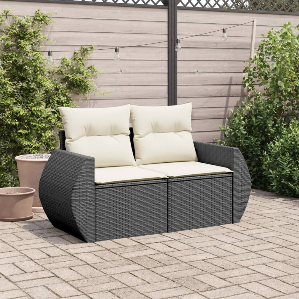 Salon bas de jardin en Rattan synthétique Noir 2 personnes - 4
