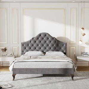 Lit 1 Place 90x200 Avec Tête De Lit Capitonnée - Gris, Design Moderne, Sommier à Lattes Inclus, Idéal Pour Ado Et Adulte