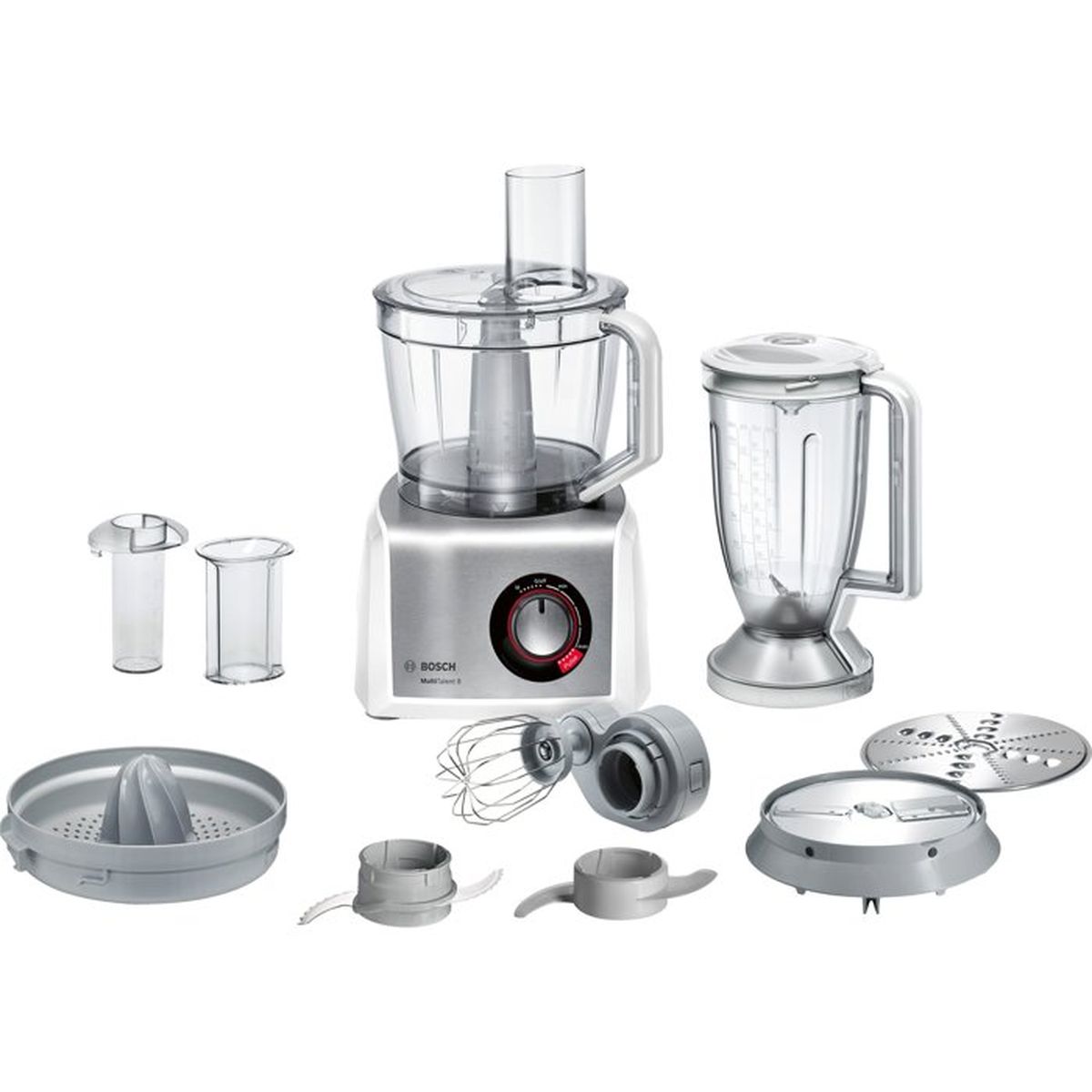 Bosch Robot Multifonction, B1emc812s8, 1250 W, 3,9 L, Variateur De Vitesse + Turbo, Blanc / Inox , Leroy Merlin
