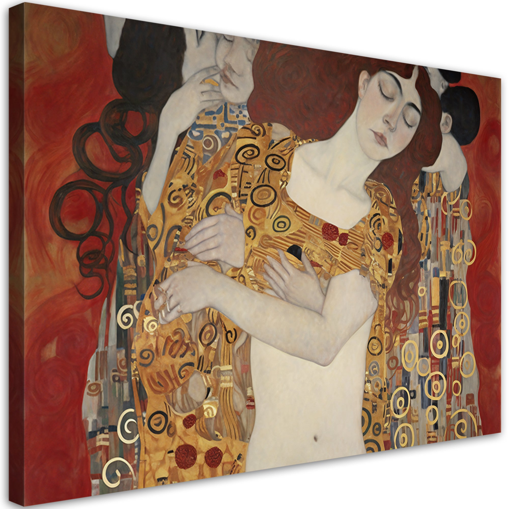 Obraz na płótnie, Pocałunek kobiet abstrakcja - G. Klimt 60x40