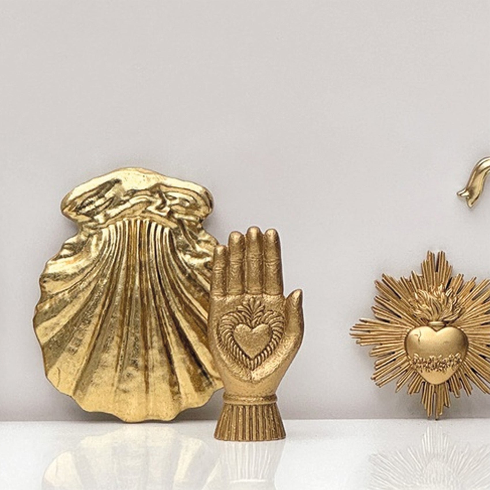 Ex-voto main objet décoratif - Doré - 7x4x16 cm - Résine - 2