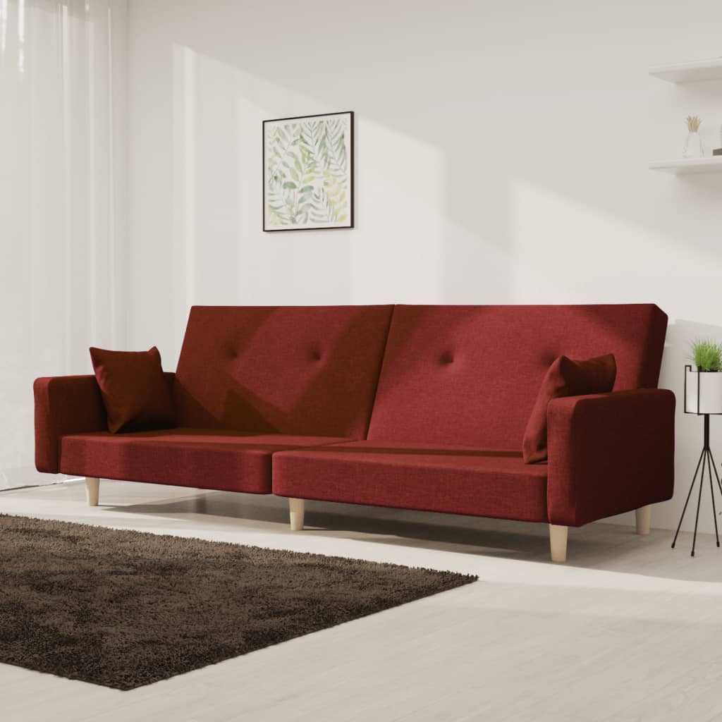 Maison Exclusive - Divano Letto a 2 Posti con 2 Cuscini Rosso Vino in