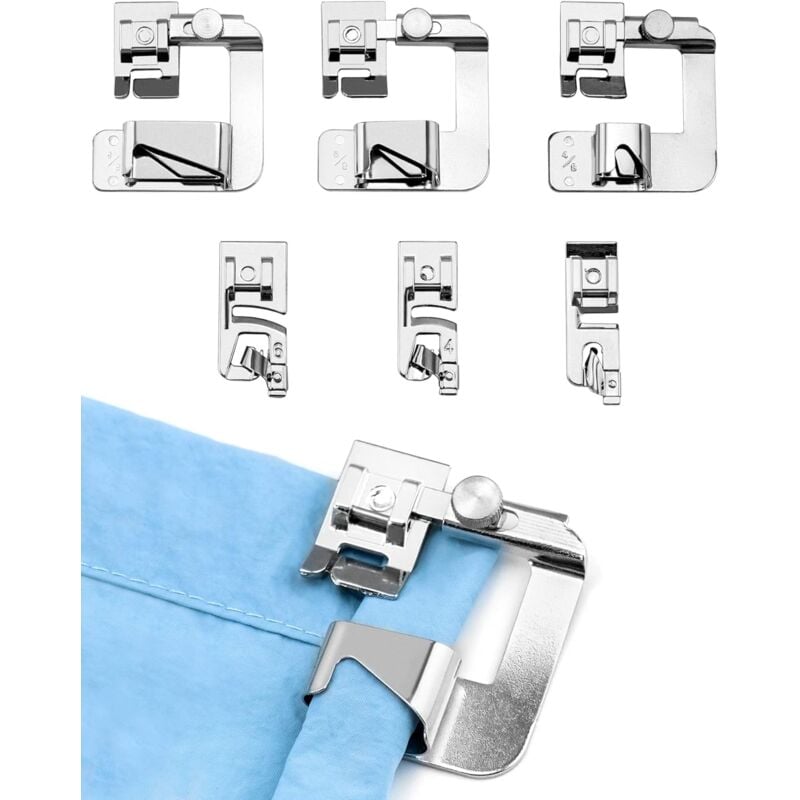 Zestaw 6 stopek do maszyn do szycia: 3 wąskie stopki (3/4/6 mm), 3 szerokie stopki (4/8, 6/8, 8/8 cala)