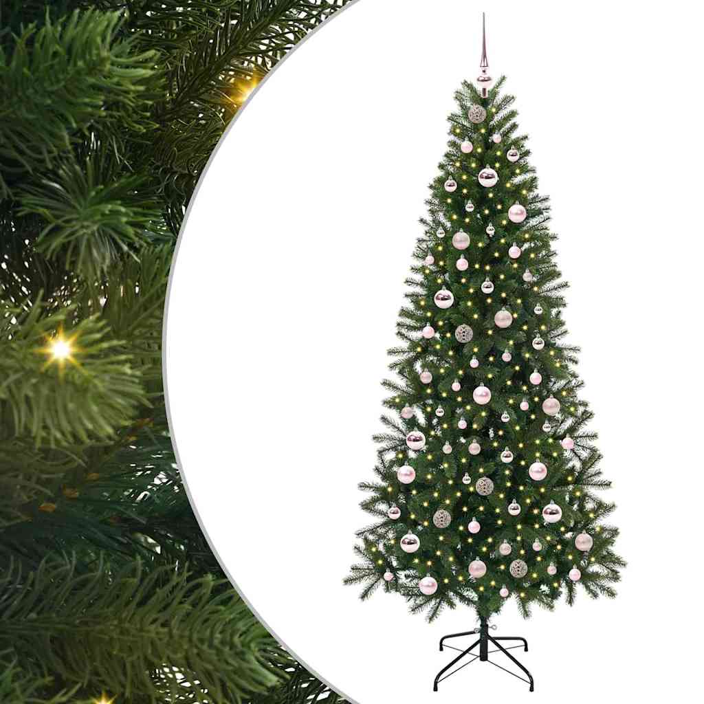Sztuczna choinka z 300 diodami LED Zielony 210 cm PE i PVC