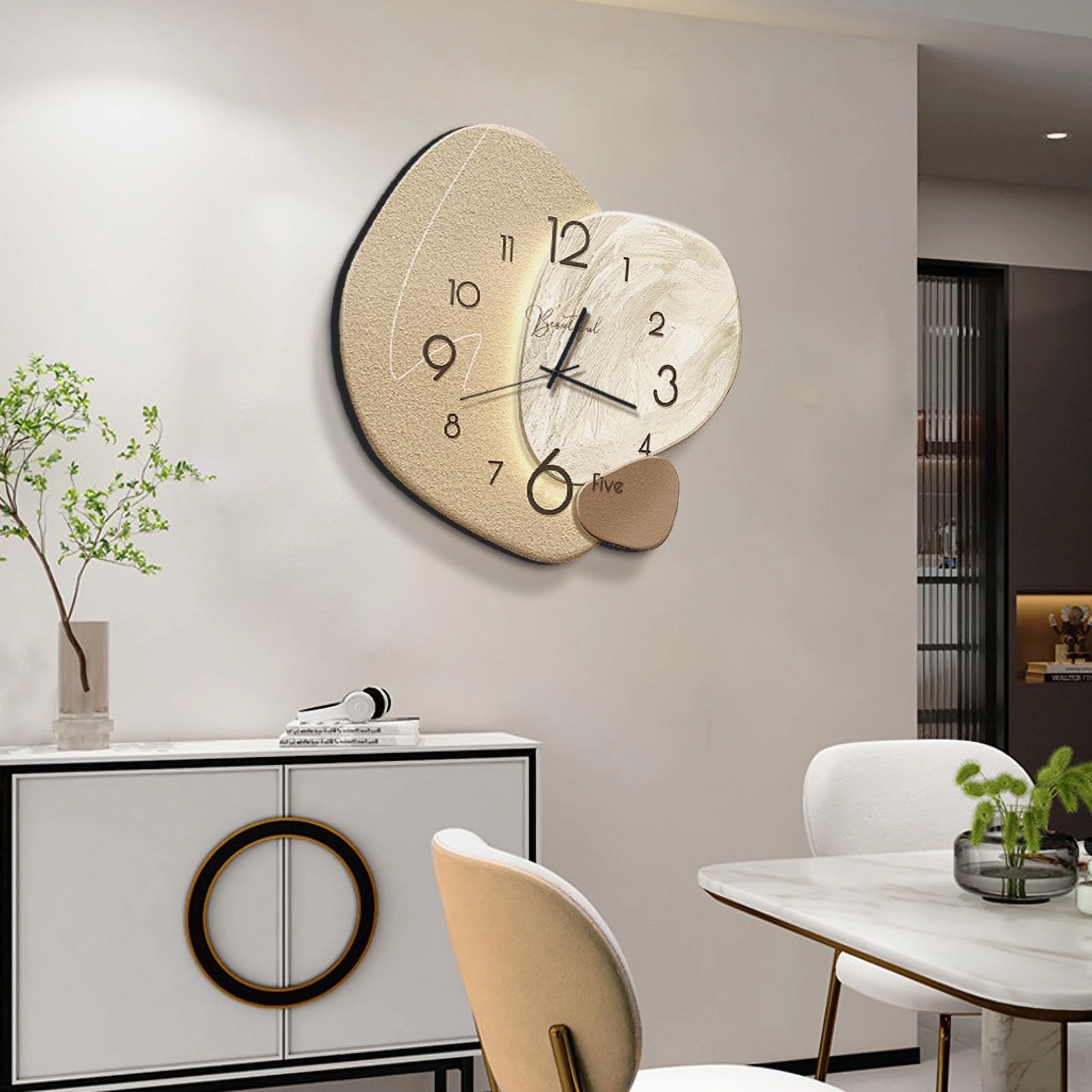 Horloge murale silencieuse et minimaliste moderne ZAEWRY - Mouvement à quartz, boîtier en bois, idéale pour la chambre, le salon ou le bureau, 40 cm - 8