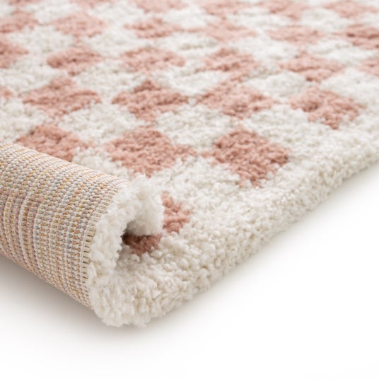 Tapis damier à poils longs - Colorama - Rose vintage - 120 x 170 cm - 2
