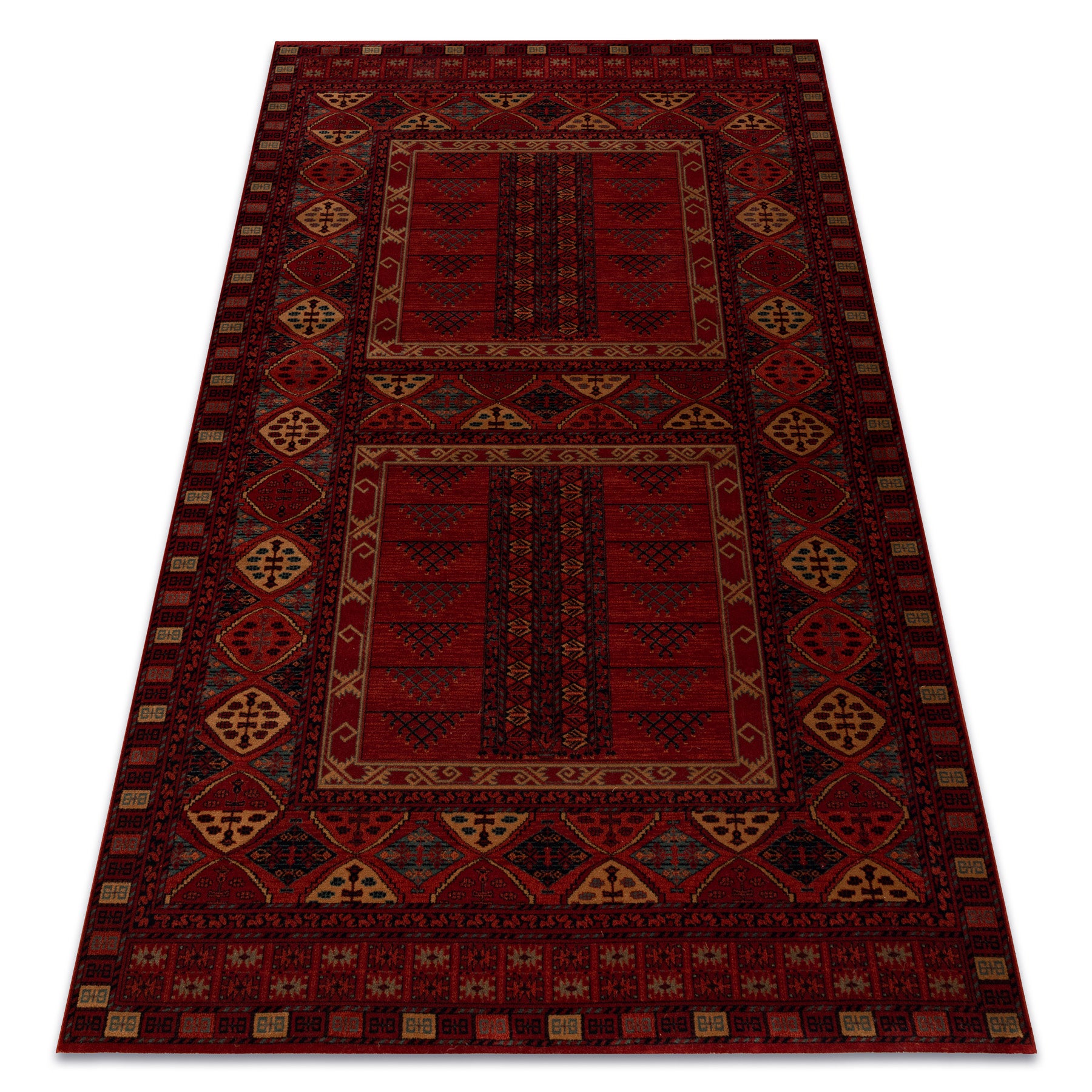 Dywan wełniany KASHQAI 4346 300 orientalny, geometryczny bordo 67x130 cm