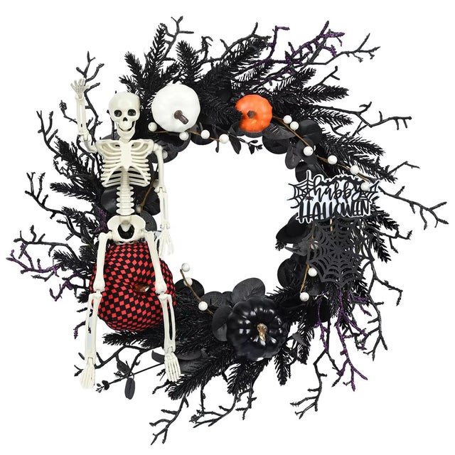 Guirnalda para puerta de Halloween, guirnalda de Halloween, guirnalda decorativa, guirnalda esqueleto, decoración guirnalda de Halloween
